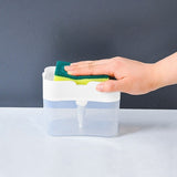 Dozator Dispenser 2 In 1 Pentru Detergent Lichid De Vase Sau Pentru Obiecte Sanitare Cu Suport Pentru Burete De Bucatarie,14 X 10.5 X 10 Cm, Capacitate 380 Ml - vivimall.ro