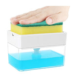 Dozator Dispenser 2 In 1 Pentru Detergent Lichid De Vase Sau Pentru Obiecte Sanitare Cu Suport Pentru Burete De Bucatarie,14 X 10.5 X 10 Cm, Capacitate 380 Ml - vivimall.ro