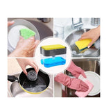 Dozator Dispenser 2 In 1 Pentru Detergent Lichid De Vase Sau Pentru Obiecte Sanitare Cu Suport Pentru Burete De Bucatarie,14 X 10.5 X 10 Cm, Capacitate 380 Ml - vivimall.ro