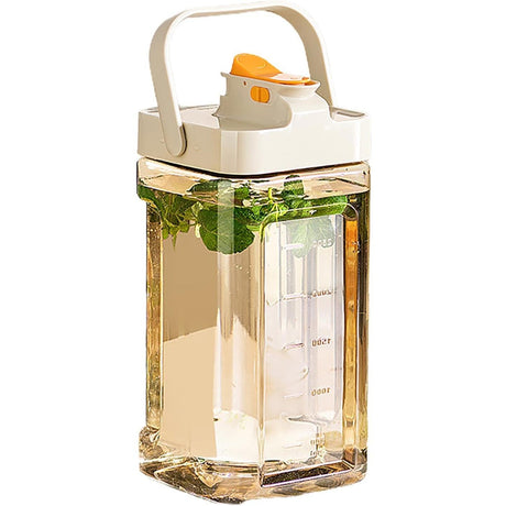 Dozator portabil pentru bauturi Vivimall, 3.5 litri, capac etans, duza deschidere/inchidere, recipent din plastic, gradat, filtru, maner, 29.7 x 14.1 x 14.4 cm, pentru diverse bauturi, alb - vivimall.ro