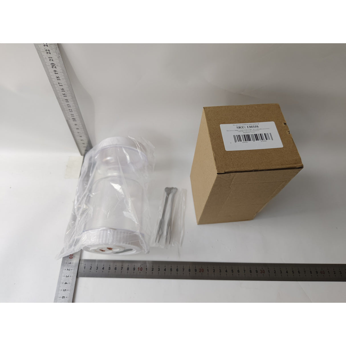 Borcan pentru Muraturi, Vivimall, cu Separator pentru Lichide, Ermetic, Termorezistent, Tip Clepsidra, 2 Furculite Incluse, ABS, Alb, 18x9x9 cm - vivimall.ro