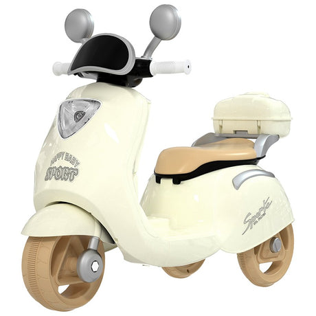 Motocicleta Electrica Vivimall, cu Acumulator, Telecomanda, Bluetooth, cu Sistem Anti-Rasturnare, Sistem de Lumini si Sunet, 3-10 Ani, Bej - vivimall.ro