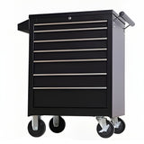 Dulap Mobil pentru Scule, Flippy, 7 Sertare, cu Incuietoare, pe Roti cu Frana, Maner Lateral, 61.5 x 33 x 79 cm, Negru - vivimall.ro
