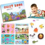 Carte Educativa cu Stickere Reutilizabile, Flippy, Quiet Book Senzoriala cu Pagini Interactive, Puzzle, Joc Montessori, Seria ''Lumea Animalelor'', Dezvolta Motricitatea Fina si Logica, Quiet Book pentru Invatare Timpurie, 3 ani, Multicolor - vivimall.ro