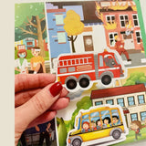 Carte Educativa cu Stickere Reutilizabile, Flippy, Quiet Book Senzoriala cu Pagini Interactive , Joc Montessori, Seria ''Vehicule si Masini'', Puzzle, Dezvolta Motricitatea Fina si Logica, Quiet Book pentru Invatare Timpurie, 3 ani, Multicolor - vivimall.ro