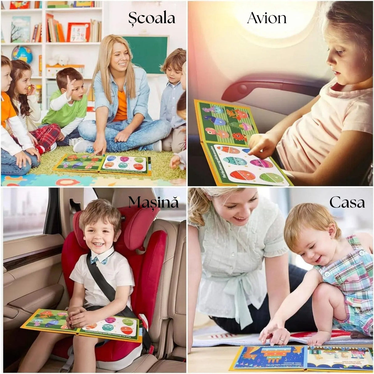 Carte Educativa cu Stickere Reutilizabile, Flippy, Quiet Book Senzoriala cu Pagini Interactive , Joc Montessori, Seria ''Dinozaur'', Dezvolta Motricitatea Fina si Logica, Quiet Book pentru Invatare Timpurie, 3 ani, Multicolor - vivimall.ro