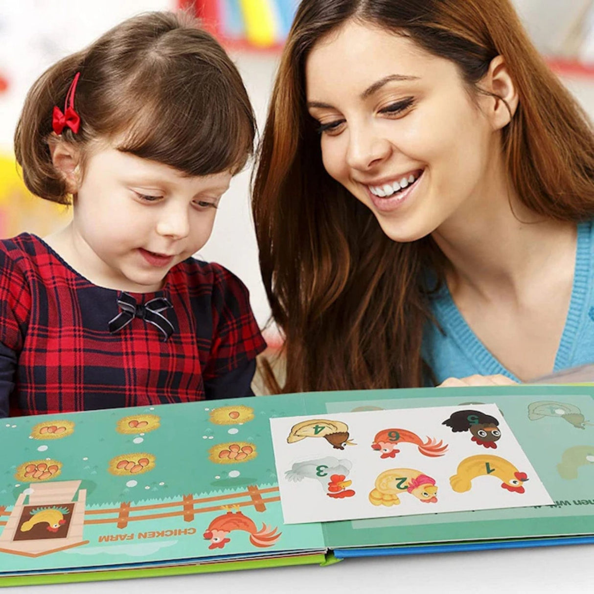 Carte Educativa cu Stickere Reutilizabile, Flippy, Quiet Book Senzoriala cu Pagini Interactive , Joc Montessori, Seria ''Numere'', Dezvolta Motricitatea Fina si Logica, Quiet Book pentru Invatare Timpurie, 3 ani, Multicolor - vivimall.ro