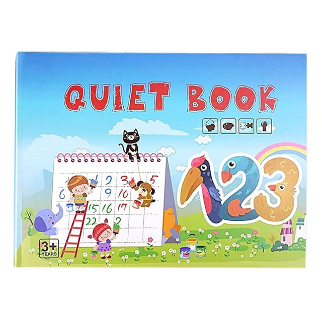 Carte Educativa cu Stickere Reutilizabile, Flippy, Quiet Book Senzoriala cu Pagini Interactive , Joc Montessori, Seria ''Numere'', Dezvolta Motricitatea Fina si Logica, Quiet Book pentru Invatare Timpurie, 3 ani, Multicolor - vivimall.ro