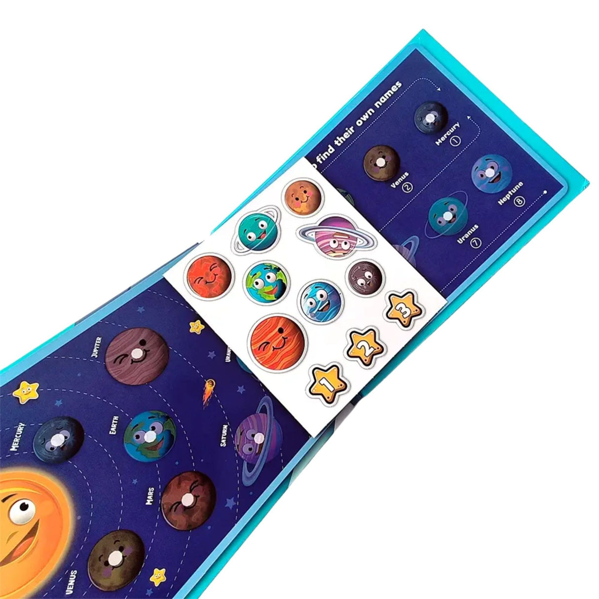 Carte Educativa cu Stickere Reutilizabile, Flippy, Quiet Book Senzoriala cu Pagini Interactive , Joc Montessori, Seria ''Explorarea Spatiului'', Dezvolta Motricitatea Fina si Logica, Quiet Book pentru Invatare Timpurie, 3 ani, Multicolor - vivimall.ro