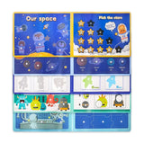 Carte Educativa cu Stickere Reutilizabile, Flippy, Quiet Book Senzoriala cu Pagini Interactive , Joc Montessori, Seria ''Explorarea Spatiului'', Dezvolta Motricitatea Fina si Logica, Quiet Book pentru Invatare Timpurie, 3 ani, Multicolor - vivimall.ro
