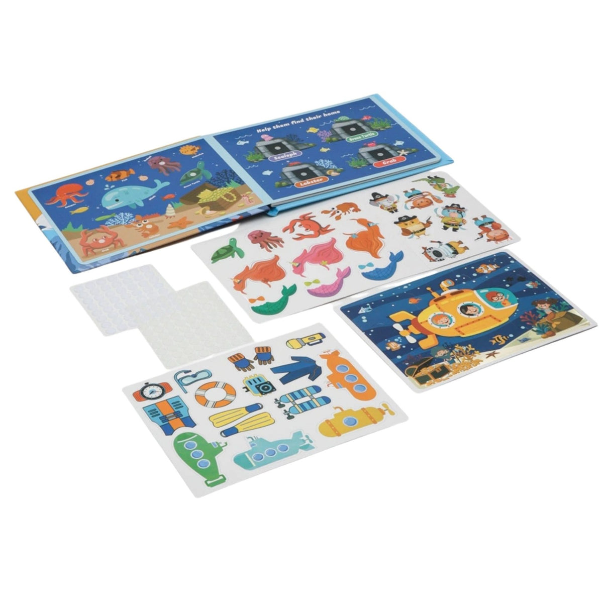 Carte Educativa cu Stickere Reutilizabile, Flippy, Quiet Book Senzoriala cu Pagini Interactive, Joc Montessori, Seria ''Lumea Acvatica'', Dezvolta Motricitatea Fina si Logica, pentru Invatare Timpurie, 3 ani, Multicolor - vivimall.ro