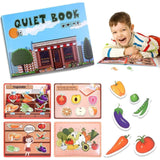 Carte Educativa cu Stickere Reutilizabile, Flippy, Quiet Book Senzoriala cu Pagini Interactive , Joc Montessori, Seria ''Fructe si Legume'', Dezvolta Motricitatea Fina si Logica, pentru Invatare Timpurie, 3 ani, Multicolor - vivimall.ro
