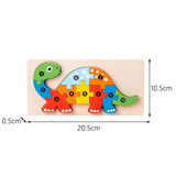 Puzzle din Lemn 3D Montessori, Flippy, Jucarie Educativa pentru Copii, 0-3 Ani, Vopsea Ecologica, Dezvolta Motricitatea Fina, Coordonarea, Logica,  11 Piese, Model Brachiosaurus, Multicolor - vivimall.ro