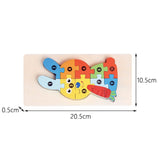 Puzzle din Lemn 3D Montessori, Flippy, Jucarie Educativa pentru Copii, 0-3 Ani, Vopsea Ecologica, Dezvolta Motricitatea Fina, Coordonarea, Logica,  11 Piese, Model Iepure, Multicolor - vivimall.ro