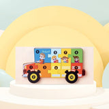 Puzzle din Lemn 3D Montessori, Flippy, Jucarie Educativa pentru Copii, 0-3 Ani, Vopsea Ecologica, Dezvolta Motricitatea Fina, Coordonarea, Logica,  11 Piese, Model Autobuz Scolar, Multicolor - vivimall.ro