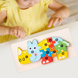 Puzzle din Lemn 3D Montessori, Flippy, Jucarie Educativa pentru Copii, 0-3 Ani, Vopsea Ecologica, Dezvolta Motricitatea Fina, Coordonarea, Logica,  11 Piese, Model Rinocer, Multicolor - vivimall.ro