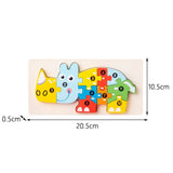 Puzzle din Lemn 3D Montessori, Flippy, Jucarie Educativa pentru Copii, 0-3 Ani, Vopsea Ecologica, Dezvolta Motricitatea Fina, Coordonarea, Logica,  11 Piese, Model Rinocer, Multicolor - vivimall.ro