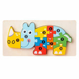 Puzzle din Lemn 3D Montessori, Flippy, Jucarie Educativa pentru Copii, 0-3 Ani, Vopsea Ecologica, Dezvolta Motricitatea Fina, Coordonarea, Logica,  11 Piese, Model Rinocer, Multicolor - vivimall.ro