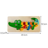 Puzzle din Lemn 3D Montessori, Flippy, Jucarie Educativa pentru Copii, 0-3 Ani, Vopsea Ecologica, Dezvolta Motricitatea Fina, Coordonarea, Logica,  11 Piese, Model Crocodil, Multicolor - vivimall.ro