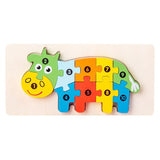 Puzzle din Lemn 3D Montessori, Flippy, Jucarie Educativa pentru Copii, 0-3 Ani, Vopsea Ecologica, Dezvolta Motricitatea Fina, Coordonarea, Logica,  11 Piese, Model Vacuta, Multicolor - vivimall.ro