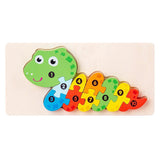 Puzzle din Lemn 3D Montessori, Flippy, Jucarie Educativa pentru Copii, 0-3 Ani, Vopsea Ecologica, Dezvolta Motricitatea Fina, Coordonarea, Logica,  11 Piese, Model Sarpe, Multicolor - vivimall.ro