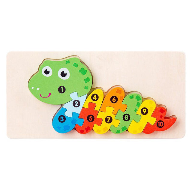 Puzzle din Lemn 3D Montessori, Flippy, Jucarie Educativa pentru Copii, 0-3 Ani, Vopsea Ecologica, Dezvolta Motricitatea Fina, Coordonarea, Logica,  11 Piese, Model Sarpe, Multicolor - vivimall.ro
