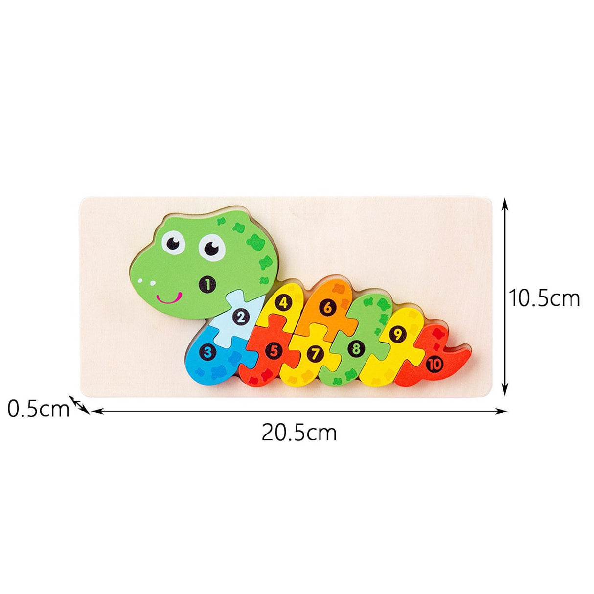 Puzzle din Lemn 3D Montessori, Flippy, Jucarie Educativa pentru Copii, 0-3 Ani, Vopsea Ecologica, Dezvolta Motricitatea Fina, Coordonarea, Logica,  11 Piese, Model Sarpe, Multicolor - vivimall.ro