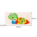 Puzzle din Lemn 3D Montessori, Flippy, Jucarie Educativa pentru Copii, 0-3 Ani, Vopsea Ecologica, Dezvolta Motricitatea Fina, Coordonarea, Logica,  11 Piese, Model Sarpe, Multicolor - vivimall.ro