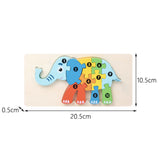 Puzzle din Lemn 3D Montessori, Flippy, Jucarie Educativa pentru Copii, 0-3 Ani, Vopsea Ecologica, Dezvolta Motricitatea Fina, Coordonarea, Logica,  11 Piese, Model Elefant, Multicolor - vivimall.ro