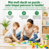 Puzzle din Lemn 3D Montessori, Flippy, Jucarie Educativa pentru Copii, 0-3 Ani, Vopsea Ecologica, Dezvolta Motricitatea Fina, Coordonarea, Logica,  11 Piese, Model Delfin, Multicolor - vivimall.ro