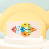 Puzzle din Lemn 3D Montessori, Flippy, Jucarie Educativa pentru Copii, 0-3 Ani, Vopsea Ecologica, Dezvolta Motricitatea Fina, Coordonarea, Logica,  11 Piese, Model Racheta, Multicolor - vivimall.ro