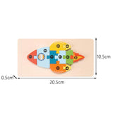 Puzzle din Lemn 3D Montessori, Flippy, Jucarie Educativa pentru Copii, 0-3 Ani, Vopsea Ecologica, Dezvolta Motricitatea Fina, Coordonarea, Logica,  11 Piese, Model Racheta, Multicolor - vivimall.ro