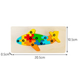 Puzzle din Lemn 3D Montessori, Flippy, Jucarie Educativa pentru Copii, 0-3 Ani, Vopsea Ecologica, Dezvolta Motricitatea Fina, Coordonarea, Logica,  11 Piese, Model Avion, Multicolor - vivimall.ro