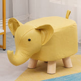 Taburet pentru Copii, Flippy, Scaun Tip Taburet, Model Elefant, din Lemn Masiv, Scaun pentru Copii, 30 x 25 x 25 cm, Galben - vivimall.ro