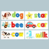 Jucarie Educativa Montessori, Flippy, Puzzle Interactiv pentru Formarea Cuvintelor, Invatarea Alfabetului Englez, 52 Litere din Lemn si 28 Carduri fata-verso, Dezvolta Logica si Vocabularul, 3 ani+, Multicolor - vivimall.ro