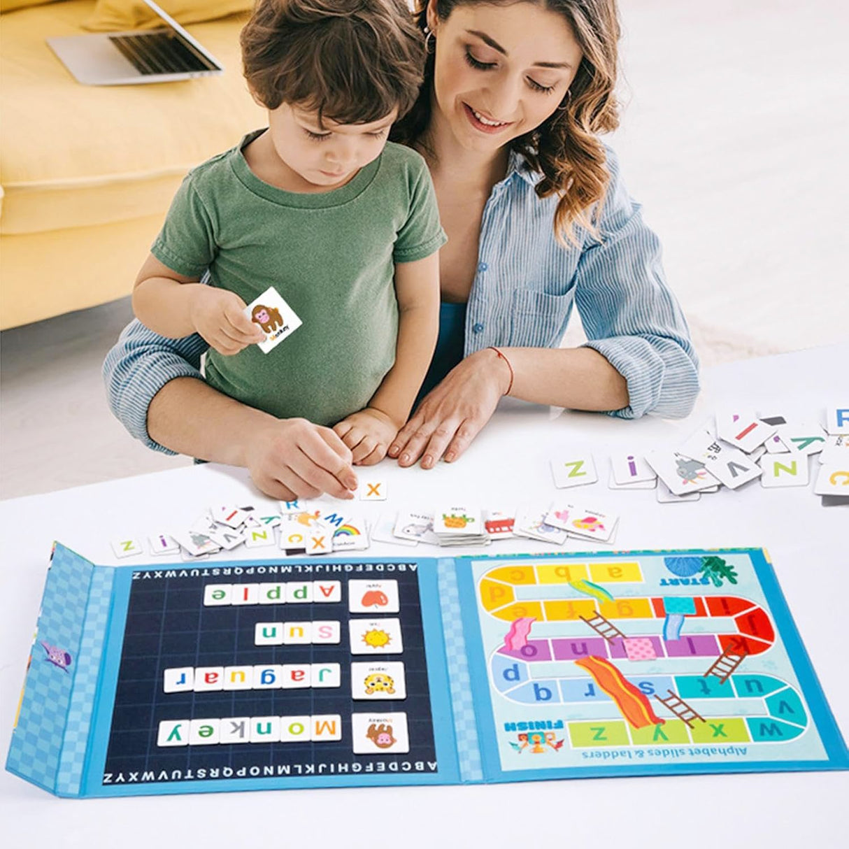 Joc Educativ Alfabet Englez, Flippy, Carte Magnetica Montessori, Recunoastere Litere si Formare Cuvinte, Copii 3+ Ani, 27x26.2x1.5 cm, Multicolor - vivimall.ro