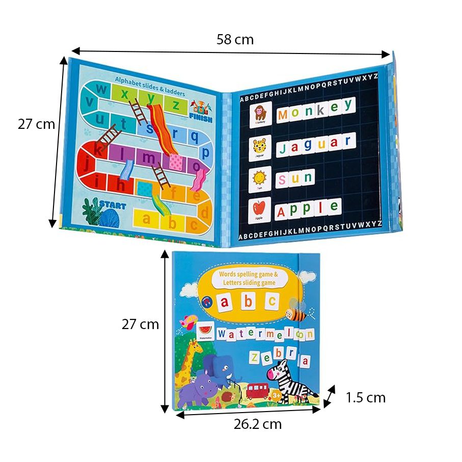 Joc Educativ Alfabet Englez, Flippy, Carte Magnetica Montessori, Recunoastere Litere si Formare Cuvinte, Copii 3+ Ani, 27x26.2x1.5 cm, Multicolor - vivimall.ro