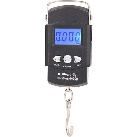 Cântar Digital De Mână, Cu Cârlig, Cântar Portabil, Pescuit, Cu Mâner, Capacitate 50 kg, Cu Metru Incorporat, 20,5 x 6 x 2,5 cm, Negru - vivimall.ro