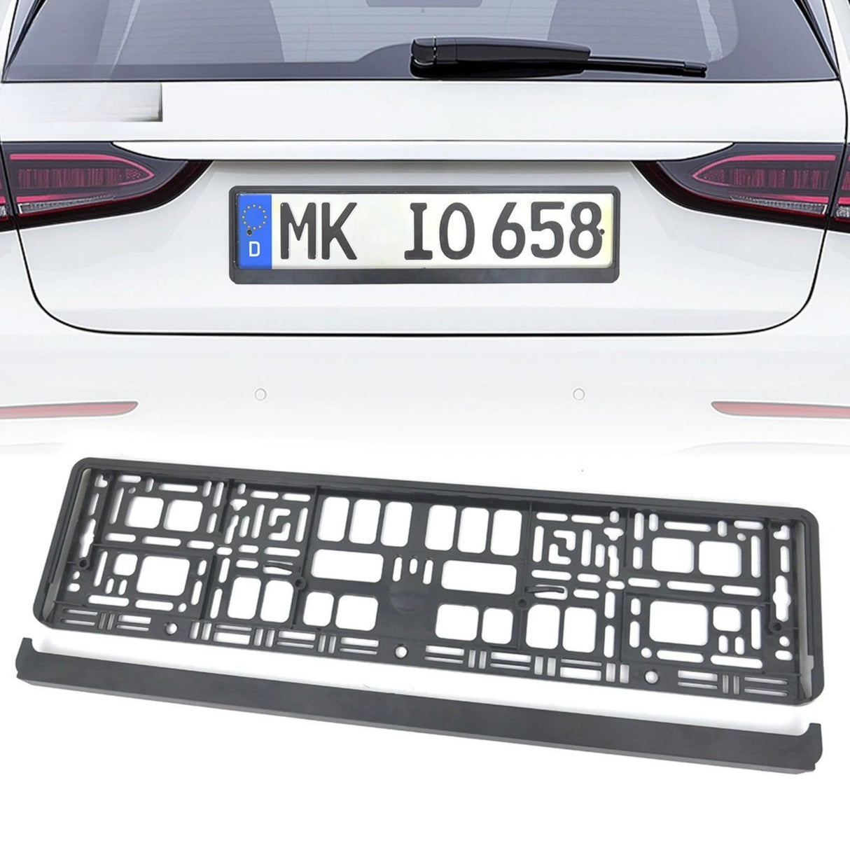 Suport Placute de Imatriculare, Flippy, Standard European XC-W341, din Plastic, Rama pentru Placute,  52.7 x 13 x 1.2 cm, Negru - vivimall.ro