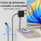 Prelungitor Multifunctional pentru Birou, Flippy, 3 Prize, 2 USB-A, 2 TYPE-C, Suport pentru Telefon, 3250W, Lungime Cablu 2 m, 11.4 x 12.4 cm, Negru - vivimall.ro