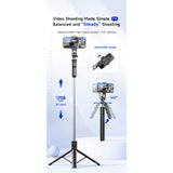 Trepied Selfie Stick, Flippy, Extensibil, Telecomanda Bluetooth Reincarcabila, Pentru Calatorii, Vlog Video si Fotografie, 30,6 x 7,6 x 3,5 cm, Negru - vivimall.ro