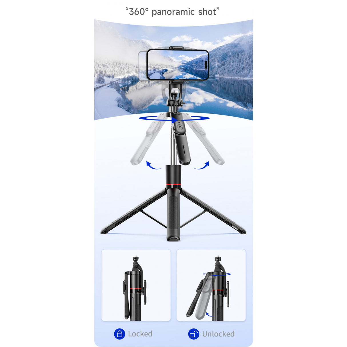 Trepied Selfie Stick, Flippy, Extensibil, Telecomanda Bluetooth Reincarcabila, Pentru Calatorii, Vlog Video si Fotografie, 30,6 x 7,6 x 3,5 cm, Negru - vivimall.ro