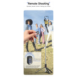 Trepied Selfie Stick, Flippy, Extensibil, Telecomanda Bluetooth Reincarcabila, Pentru Calatorii, Vlog Video si Fotografie, 30,6 x 7,6 x 3,5 cm, Negru - vivimall.ro