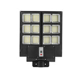 Lampa solara stradala Vivimall, cu telecomanda, senzor de miscare si lumina, suport prindere, 480 LED-uri, IP65, ABS, 15AH, 300W, temperatura culoare 6500K, 44.6x34.8x7.2 cm, autonomie 10-12 ore, negru - vivimall.ro