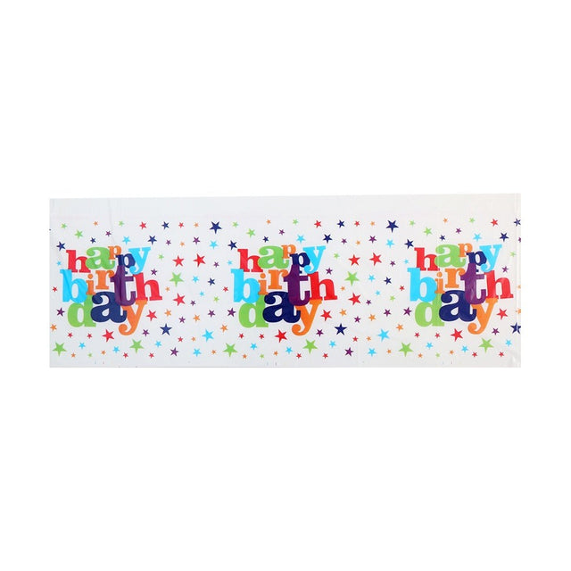 Fata de Masa Dreptunghiulara, Vivimall, Colectia Happy Birthday, 180 x 108 cm, din Plastic PE, Impermeabila, Multicolor - vivimall.ro