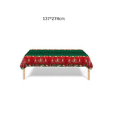 Fata de Masa Festiva, Vivimall, Dreptunghiulara, Imprimeu Merry Christmas, Tema Craciun, Rezistenta la Apa, din PVC, 137 x 274 cm, Rosu/Verde - vivimall.ro
