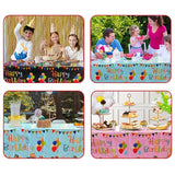 Fata de Masa, Vivimall, din Folie, Imprimeu Happy Birthday cu Baloane, 137 x 183 cm, Negru - vivimall.ro