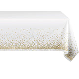 Fata de Masa, Vivimall, din PEVA, Imprimeu Buline, 137 x 274 cm, Impermeabila, Fara Pete, Curatare Rapida, Crem - vivimall.ro