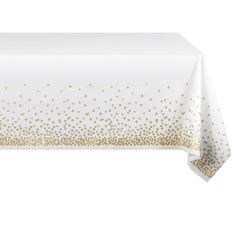 Fata de Masa, Vivimall, din PEVA, Imprimeu Buline, 137 x 274 cm, Impermeabila, Fara Pete, Curatare Rapida, Crem - vivimall.ro