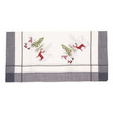 NU ARE - Fata de Masa Vivimall, Material In Brodat, cu Motiv mos Craciun si Reni, 85 x 85 cm, Gri - vivimall.ro